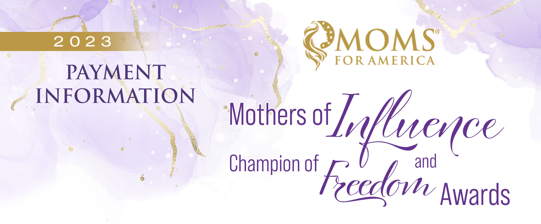 Mothers of Influence and Champion of Freedom Awards - Payment information Header